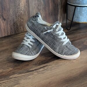 American Eagle Outfitters Canvas Gray/White Slip On Lace Up Sneakers 9.5    C680